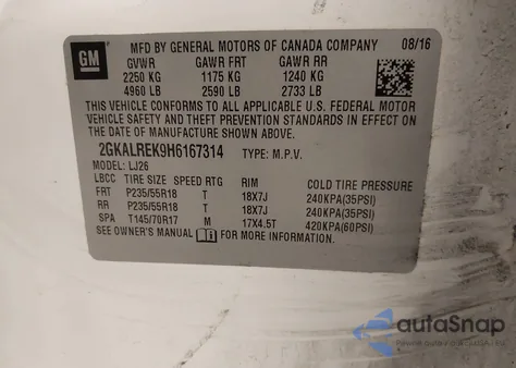 2017 GMC Terrain Denali z USA, uszkodzony, nr VIN 2GKALREK9H6167314